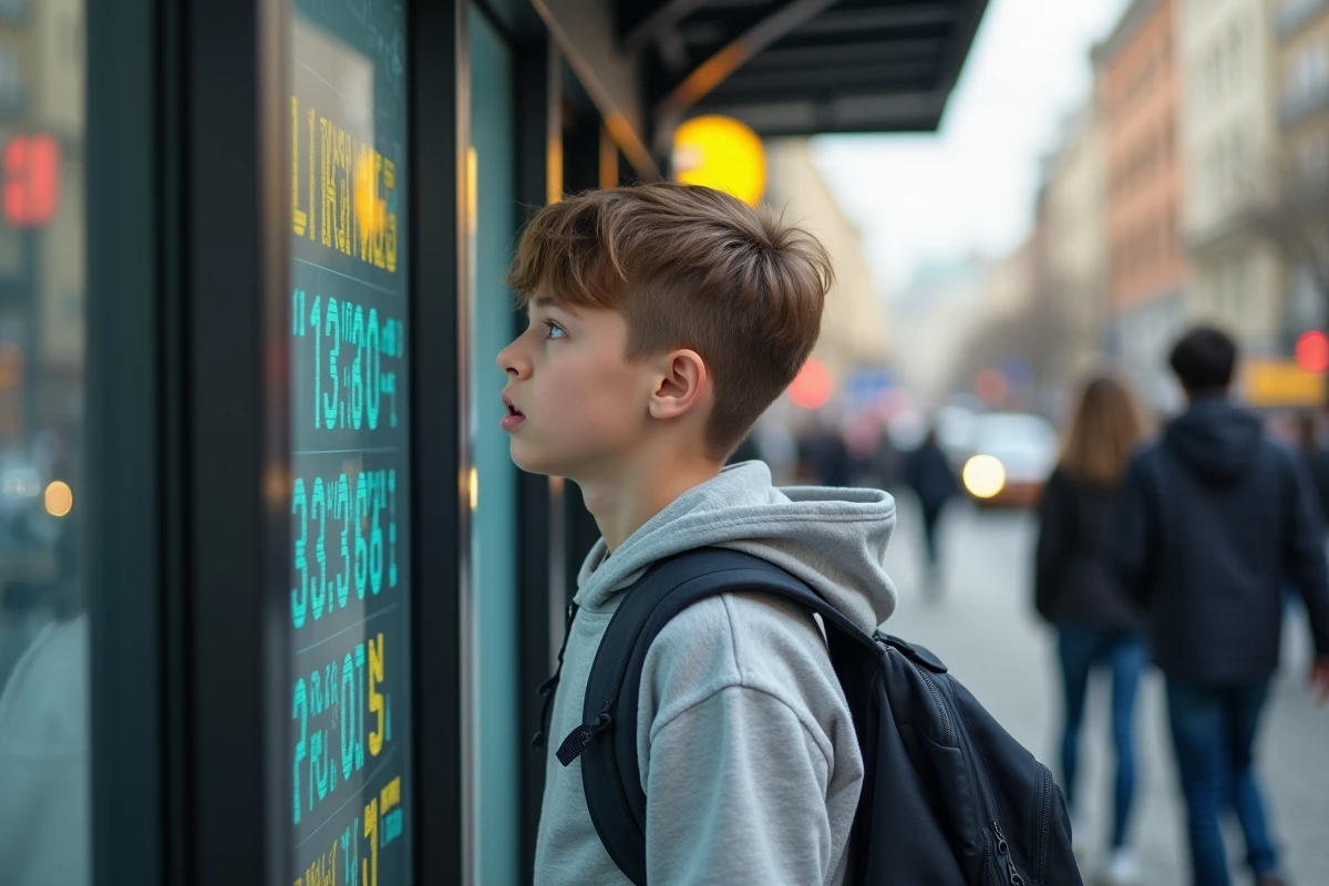 Adolescent v&eacute;rifiant un tableau d