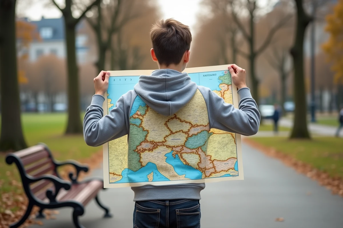 Adolescent examine une carte de l