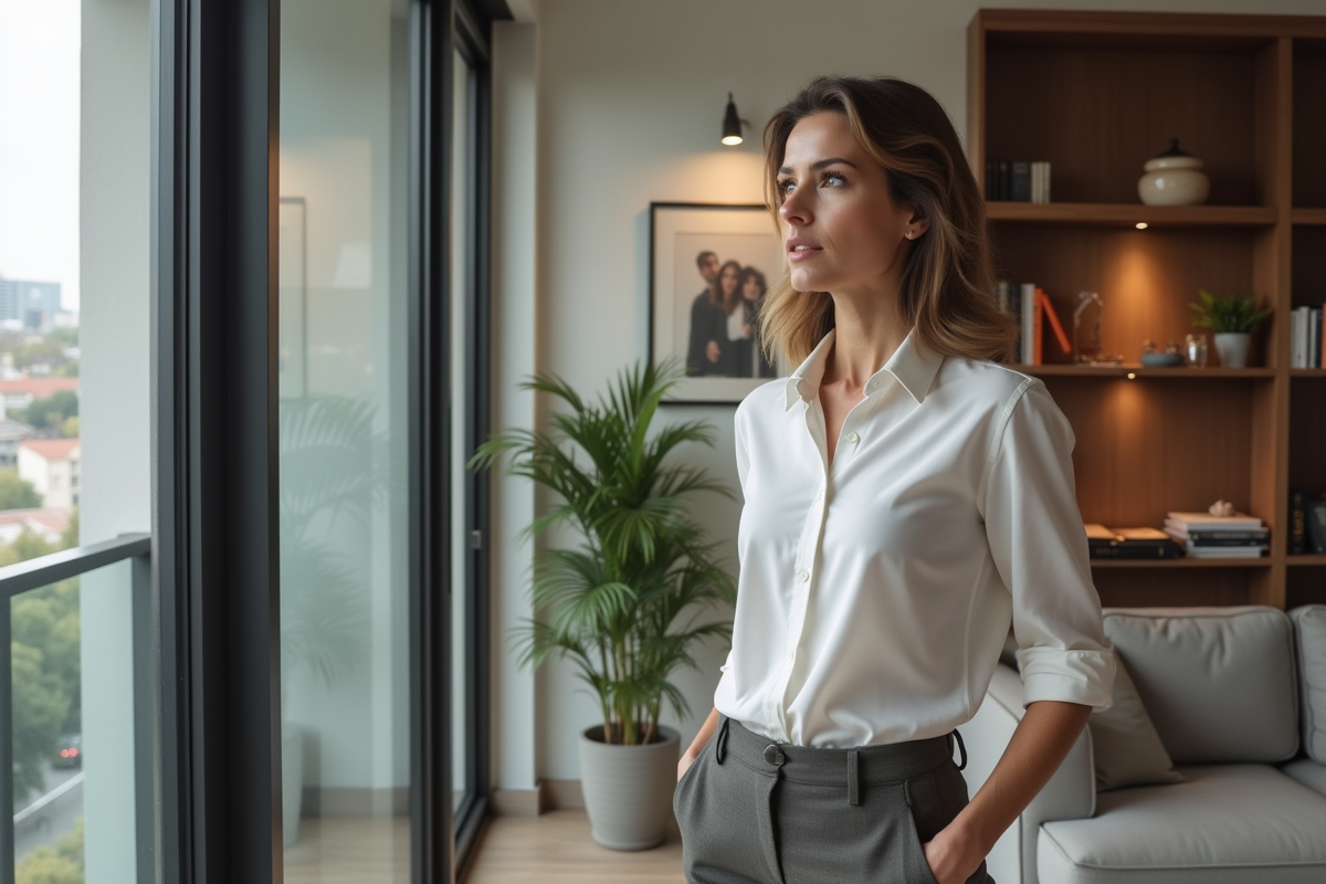 Femme professionnelle dans un T3 lumineux