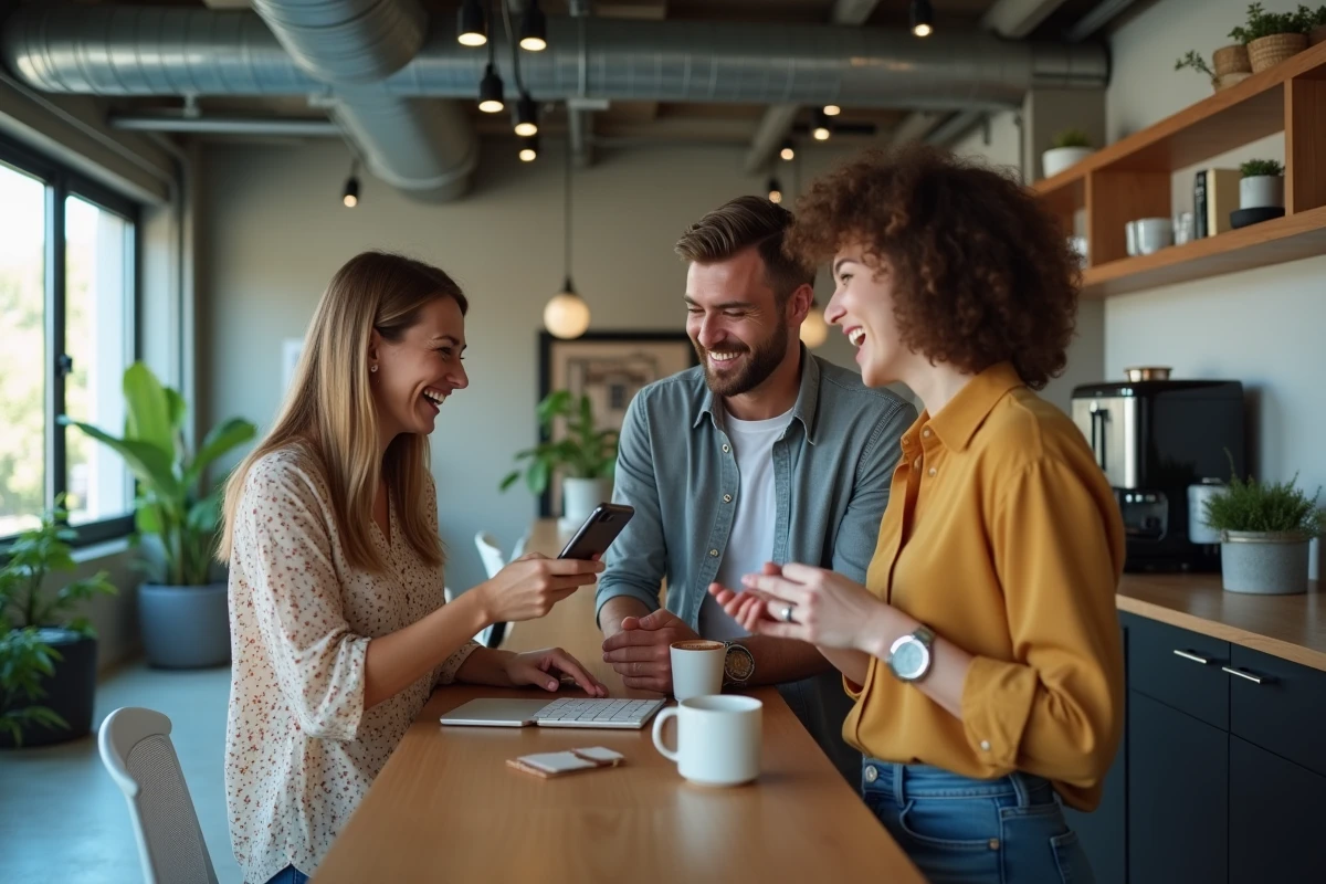 Femme montrant un GIF d