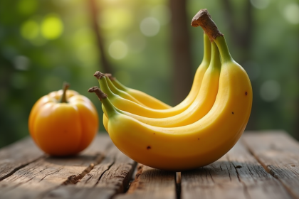 Fruit en forme de Z sur table en bois rustique