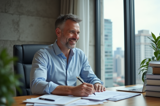Homme d'affaires confiant dans un bureau moderne