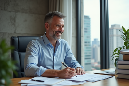 Homme d'affaires confiant dans un bureau moderne
