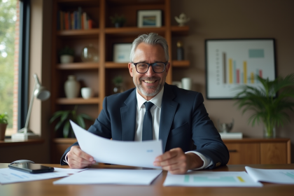 Homme d'affaires confiant dans un bureau moderne