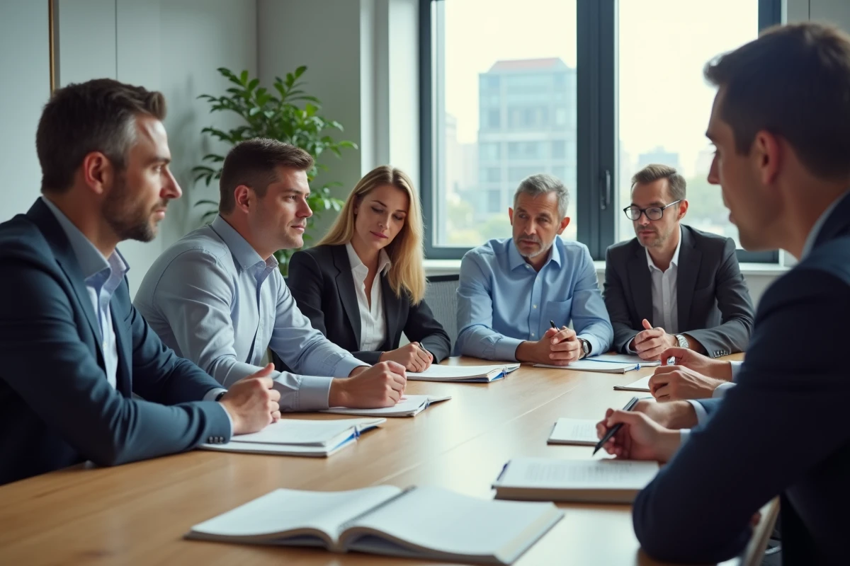 Groupe de managers divers en réunion de formation